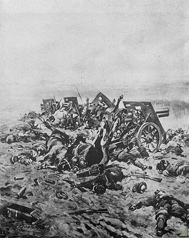 Tryptyk Bitwy pod Dytiatynem: Atak jazdy bolszewickiej na 4 baterię 1 pułku artylerii górskiej (1929)